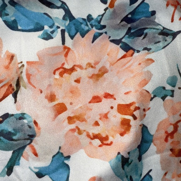 Jumpsuit Teal Orange Floral Adjustable Spaghetti Strap Wide Leg Flowy Size Med - Picture 3 of 11